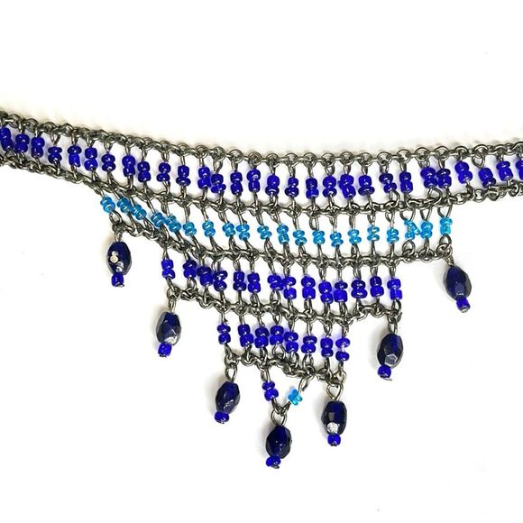 Beaded Blue Turquoise Layered Necklace - Picture 1 of 5